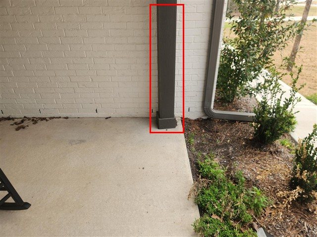 Front porch column notably twisted