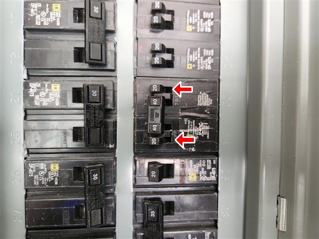 Missing breaker ties at shared circuits