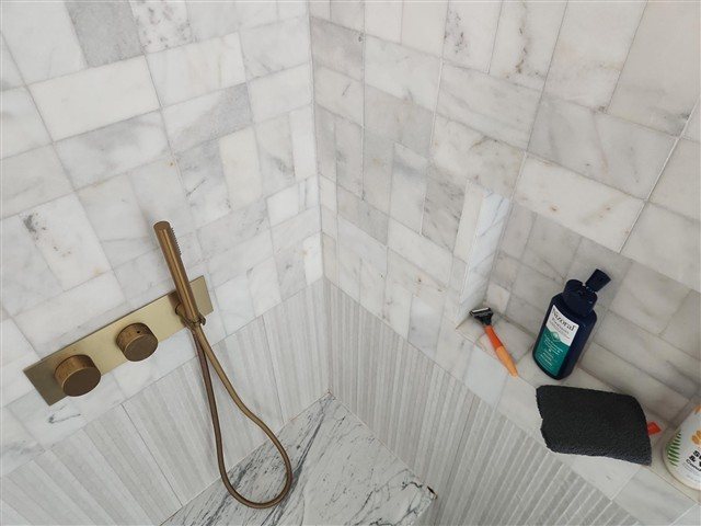 Mildewed caulking in the master shower